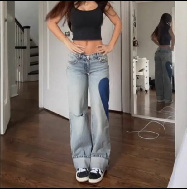 Heart Print Baggy Jeans - Image 5