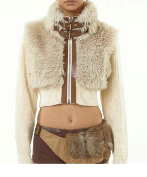 Half-Fur White Jacket (ivory)