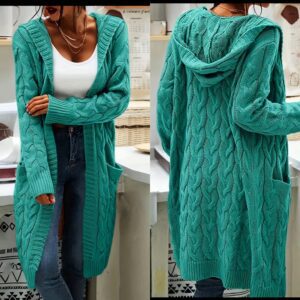 Teal hooded cardigan