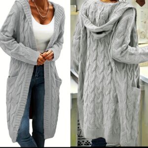 Gray hooded cardigan