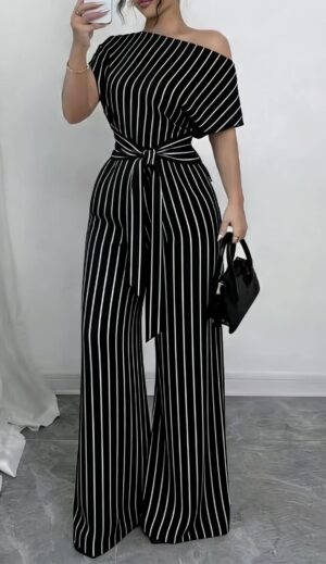 Black and white pinstripe jumper
